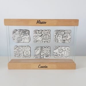 Cancún Mexico Loma Linda Glass Fragment Inscription Stand Home Art Decor